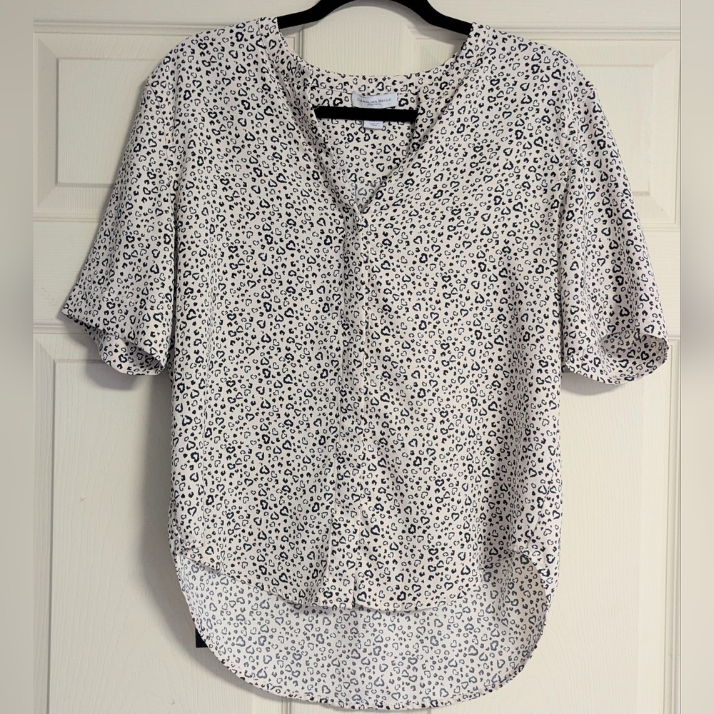 Pink Cheetah Print Hearts Top Blouse Office Work Novelty Leopard